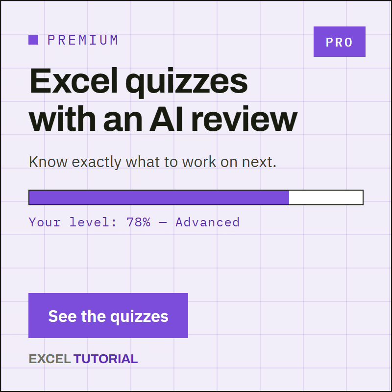 Excel Quizzes