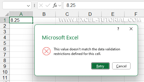 Error message if the value is not a whole number between 0 and 10