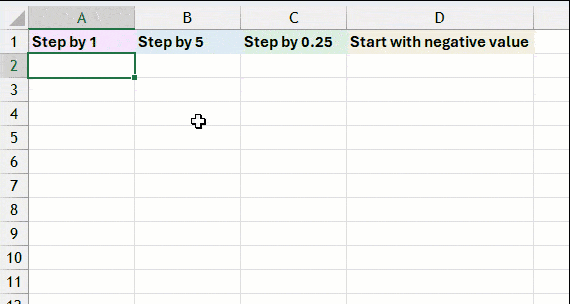 Fill Series with the mouse Fill Series with the mouse