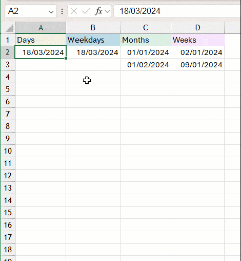 Fill series of dates Fill series of dates