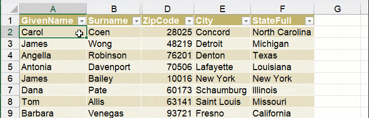Unhide column Unhide column