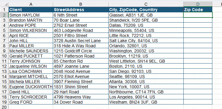 Extract zipcode