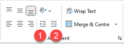 Indent text menu Indent text menu