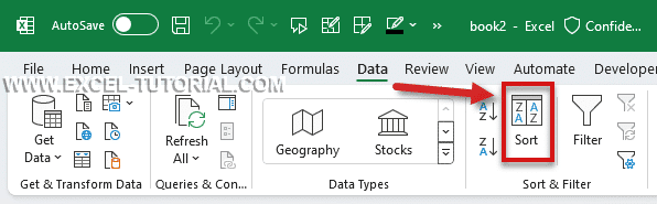 Open the sort option