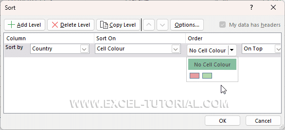 Select the color to do the sort Select the color to do the sort