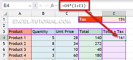 Formula to calculate a price with tax