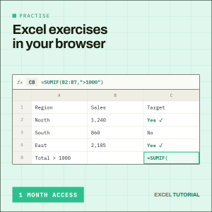Excel Exercises — 1 Month Access